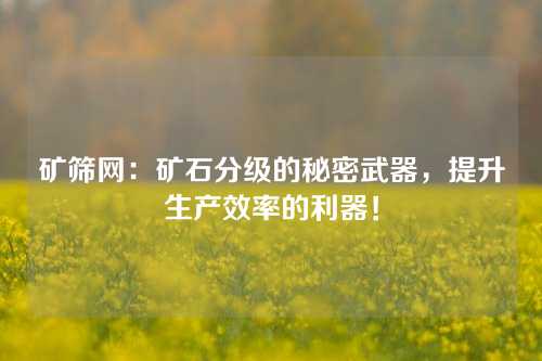 矿筛网:矿石分级的秘密武器,提升生产效率的利器!