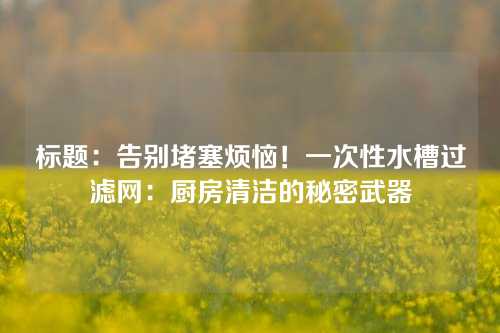 标题：告别堵塞烦恼！一次性水槽过滤网：厨房清洁的秘密武器
