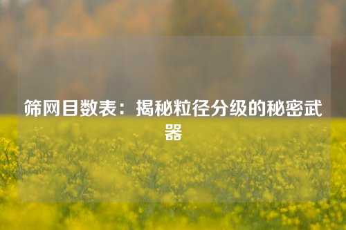 筛网目数表：揭秘粒径分级的秘密武器