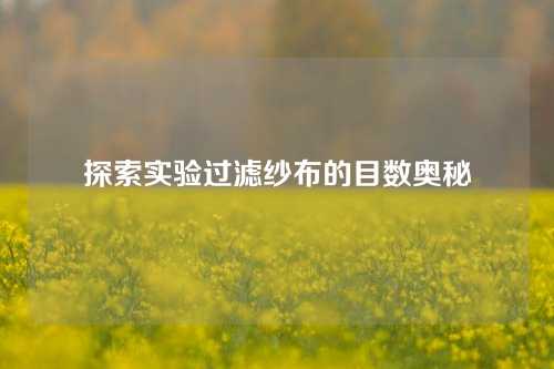 探索实验过滤纱布的目数奥秘