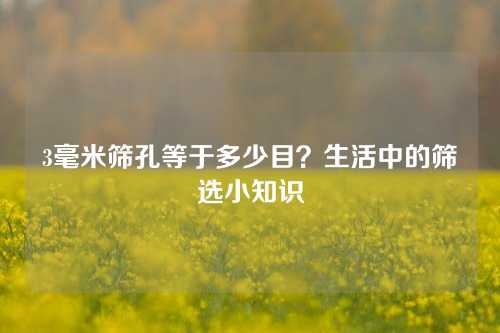 3毫米筛孔等于多少目？生活中的筛选小知识