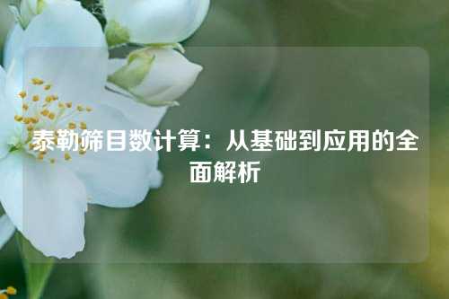 泰勒筛目数计算：从基础到应用的全面解析