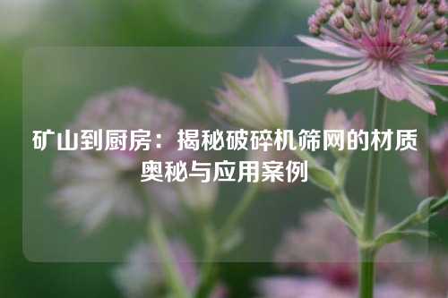 矿山到厨房:揭秘破碎机筛网的材质奥秘与应用案例