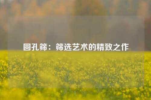 圆孔筛：筛选艺术的精致之作
