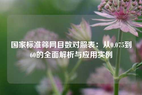 国家标准筛网目数对照表：从0.075到60的全面解析与应用实例