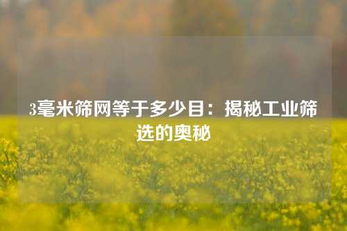 3毫米筛网等于多少目：揭秘工业筛选的奥秘