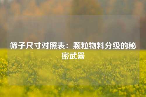 筛子尺寸对照表：颗粒物料分级的秘密武器