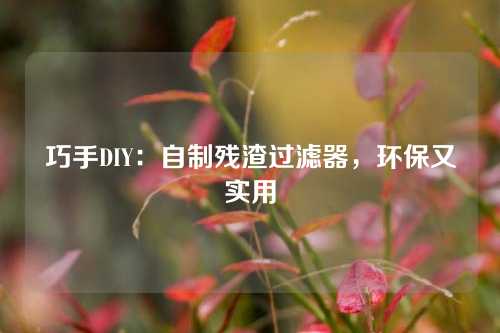 巧手DIY：自制残渣过滤器，环保又实用