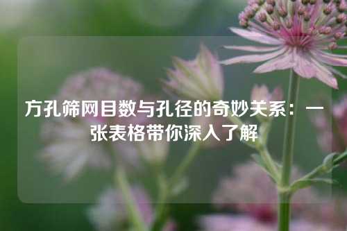 方孔筛网目数与孔径的奇妙关系：一张表格带你深入了解