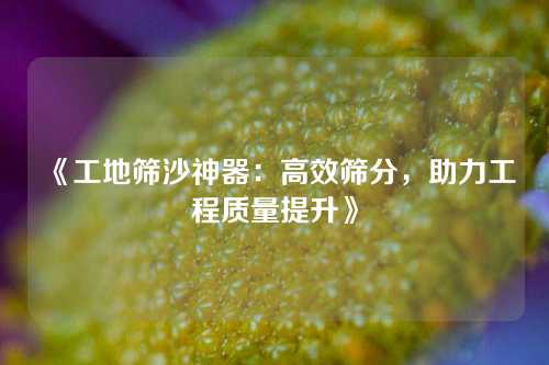 《工地筛沙神器：高效筛分，助力工程质量提升》