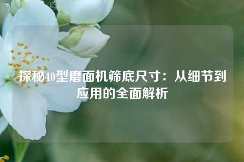 探秘40型磨面机筛底尺寸：从细节到应用的全面解析