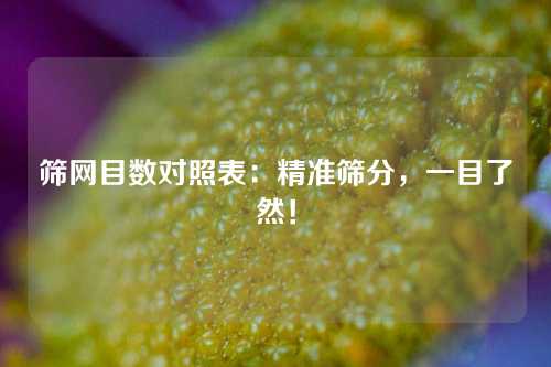 筛网目数对照表：精准筛分，一目了然！