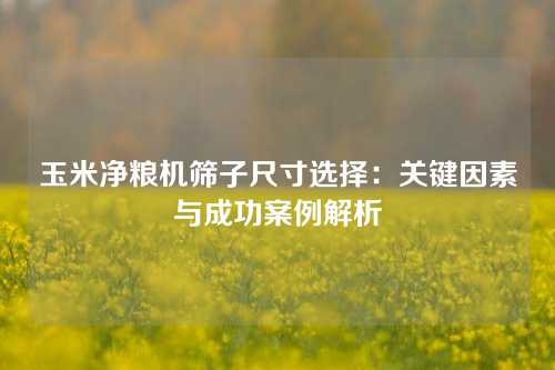 玉米净粮机筛子尺寸选择：关键因素与成功案例解析