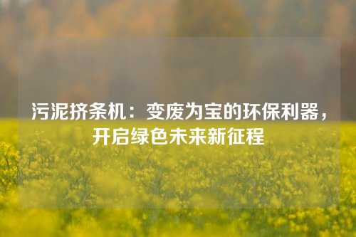 污泥挤条机：变废为宝的环保利器，开启绿色未来新征程