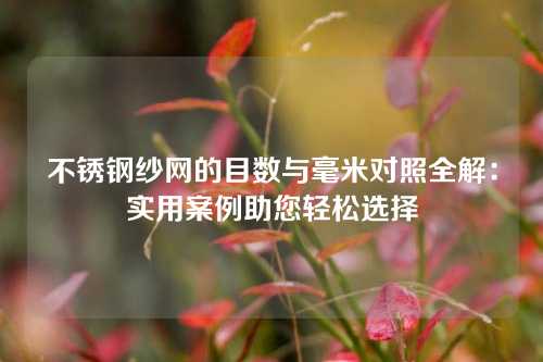不锈钢纱网的目数与毫米对照全解：实用案例助您轻松选择