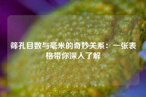 筛孔目数与毫米的奇妙关系：一张表格带你深入了解