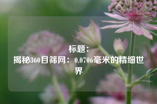 标题：
揭秘360目筛网：0.0706毫米的精细世界