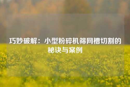 巧妙破解：小型粉碎机筛网槽切割的秘诀与案例