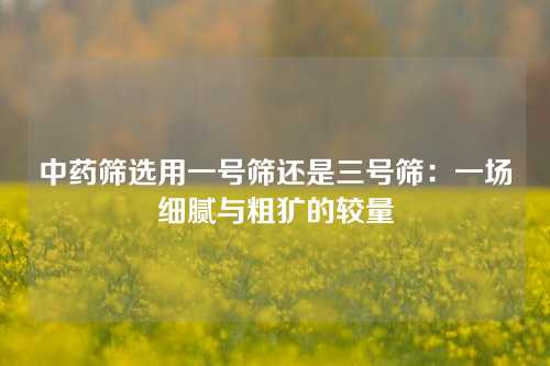 中药筛选用一号筛还是三号筛：一场细腻与粗犷的较量